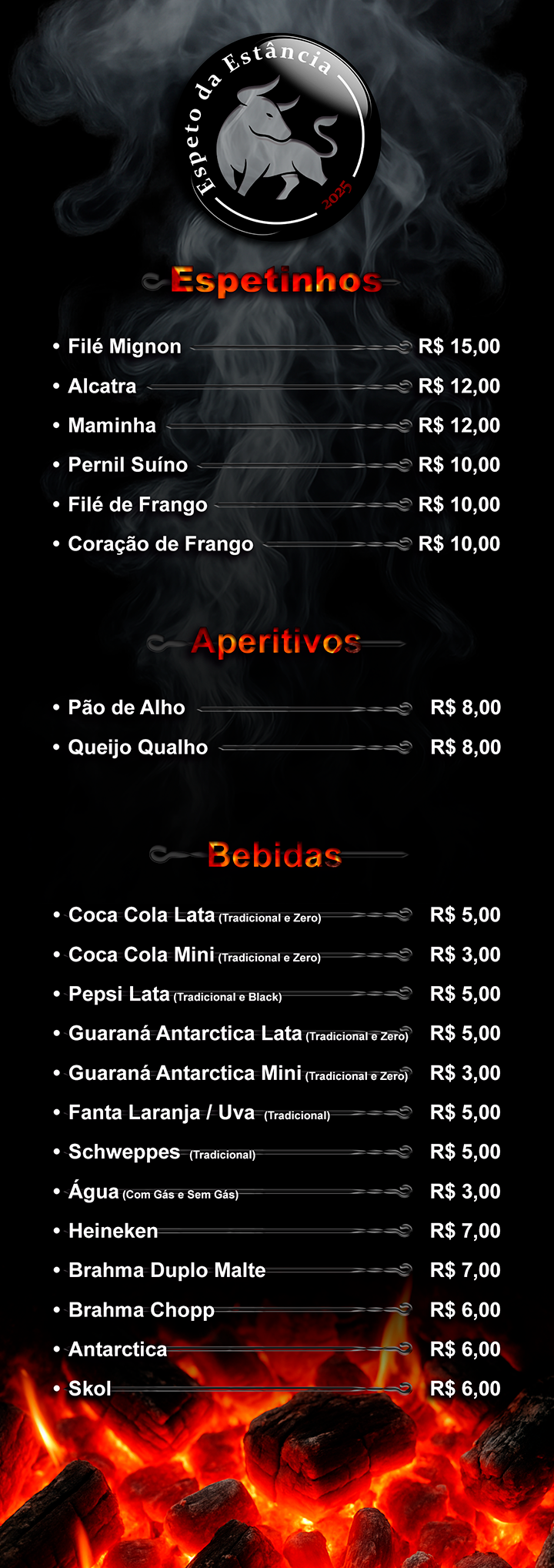 Cardápio do Espeto da Estância